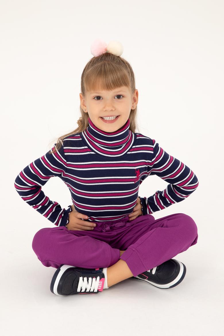 Kız Çocuk Lacivert Balıkçı Yaka Sweatshirt