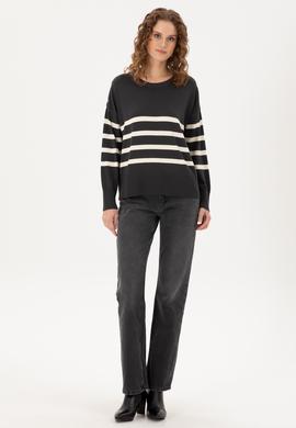 Kadın Antrasit Melanj Bisiklet Yaka Kazak - 50297070035