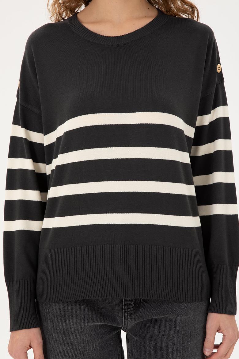 Kadın Antrasit Melanj Bisiklet Yaka Kazak - 50297070035