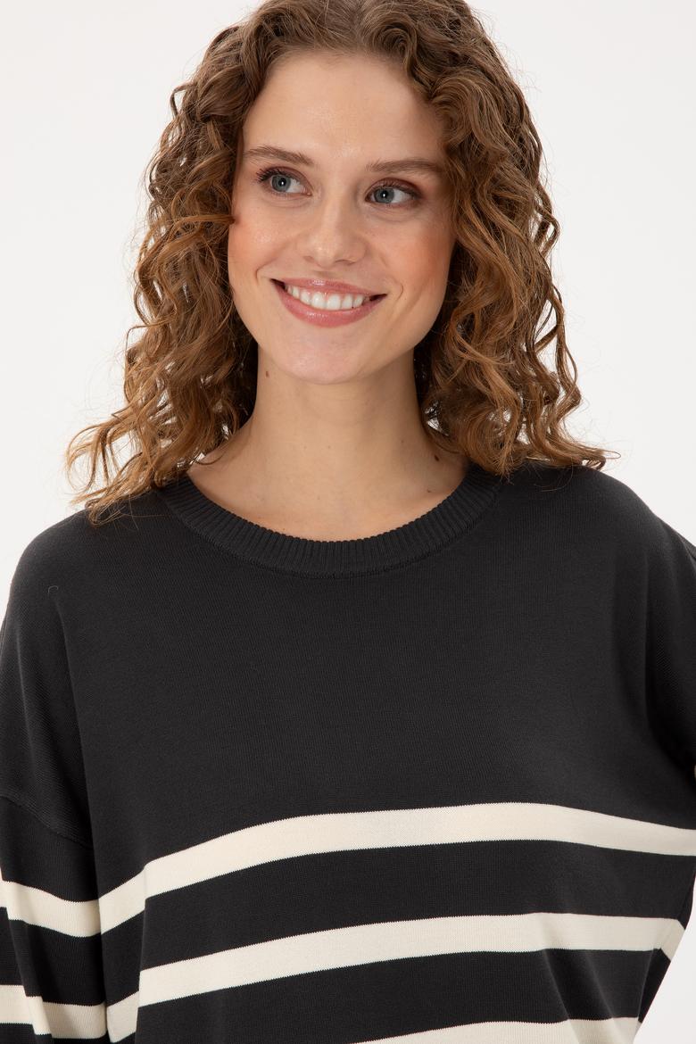 Kadın Antrasit Melanj Bisiklet Yaka Kazak - 50297070035