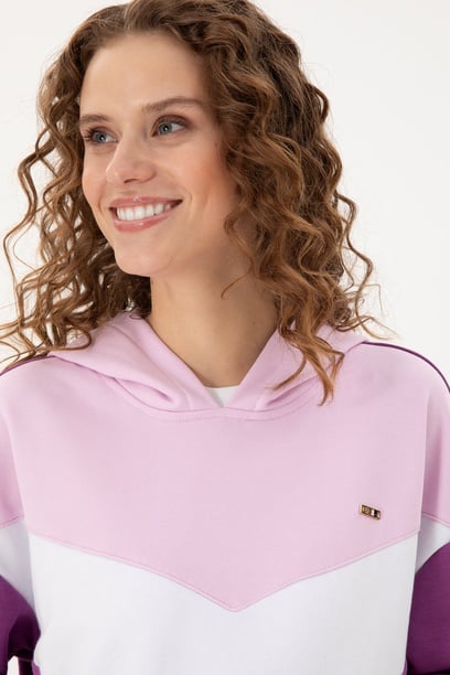 Kadın Menekşe Kapüşonlu Sweatshirt