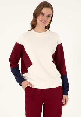 Kadın Krem Bisiklet Yaka Sweatshirt - 50297330007