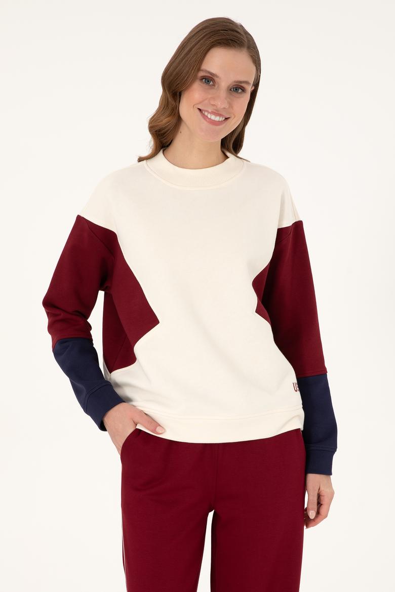 Kadın Krem Bisiklet Yaka Sweatshirt