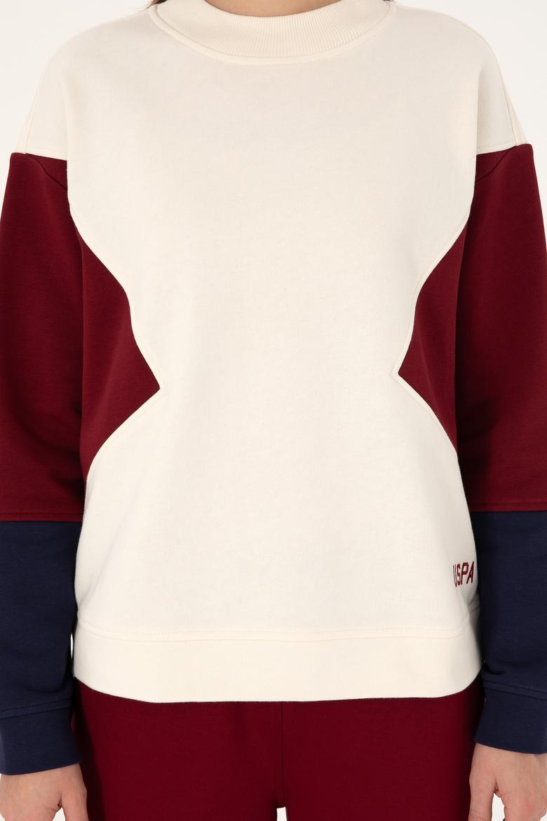 Kadın Krem Bisiklet Yaka Sweatshirt - 50297330007