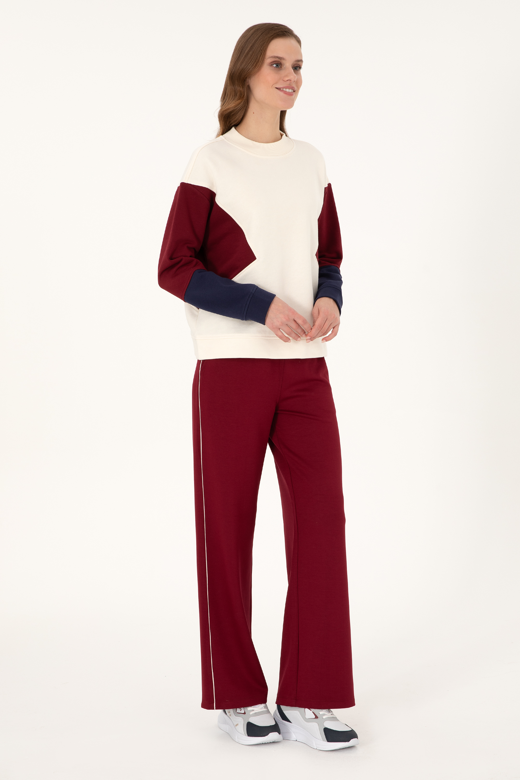 Kadın Krem Bisiklet Yaka Sweatshirt - Image 4