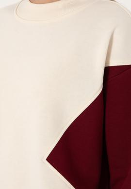 Kadın Krem Bisiklet Yaka Sweatshirt - 50297330007