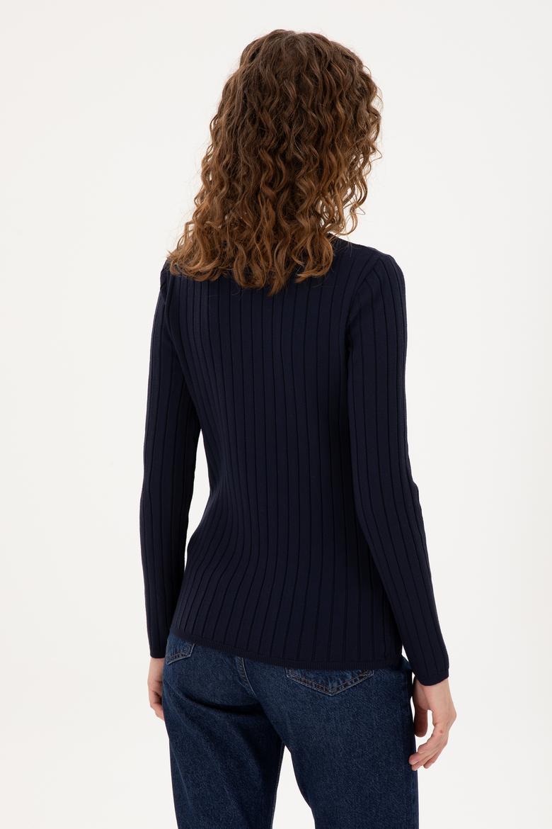 Kadın Lacivert Kare Yaka Kazak - 50297408005