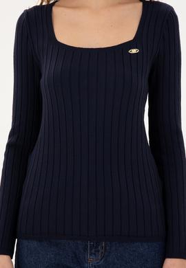 Kadın Lacivert Kare Yaka Kazak - 50297408005