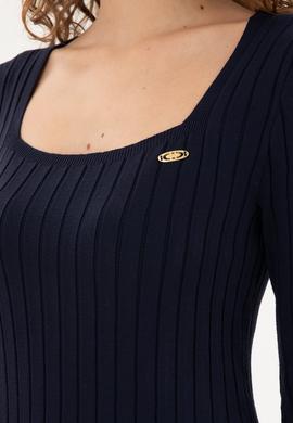 Kadın Lacivert Kare Yaka Kazak - 50297408005