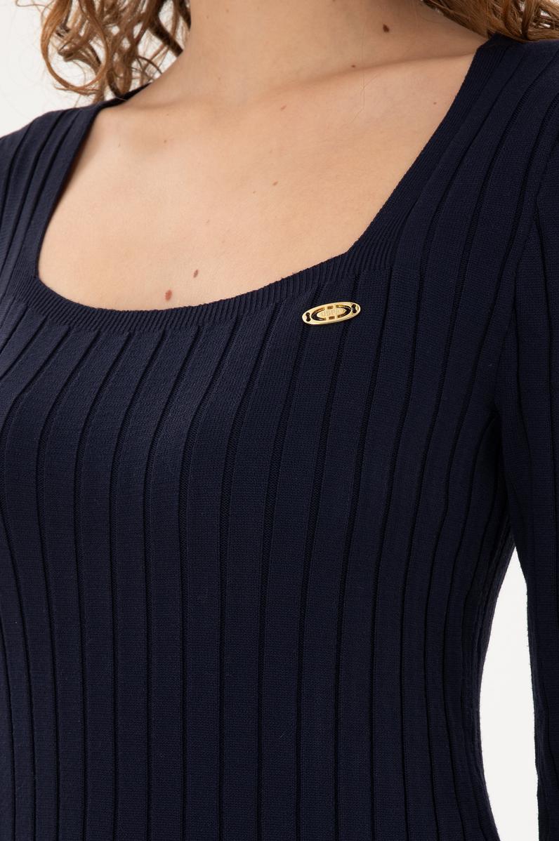 Kadın Lacivert Kare Yaka Kazak