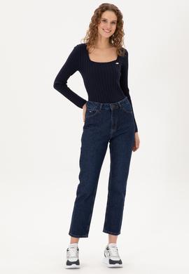 Kadın Lacivert Kare Yaka Kazak - 50297408005