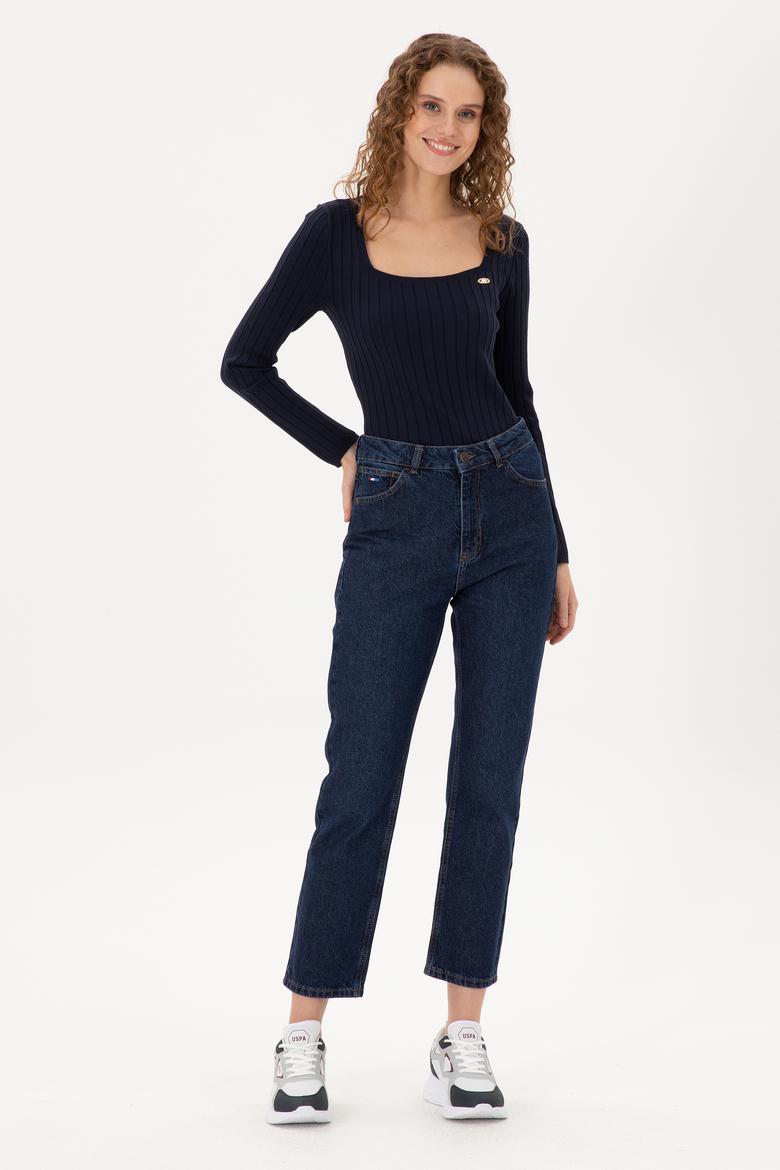 Kadın Lacivert Kare Yaka Kazak - 50297408005