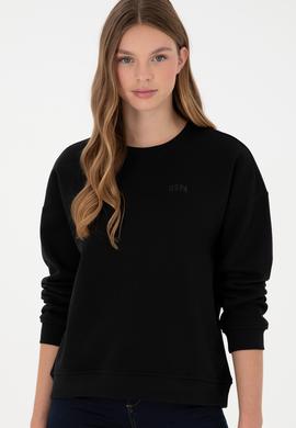 Kadın Siyah Basic Bisiklet Yaka Sweatshirt - 50297296029