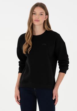 Kadın Siyah Basic Bisiklet Yaka Sweatshirt - 50297296029