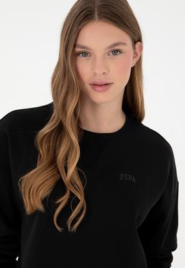 Kadın Siyah Basic Bisiklet Yaka Sweatshirt - 50297296029