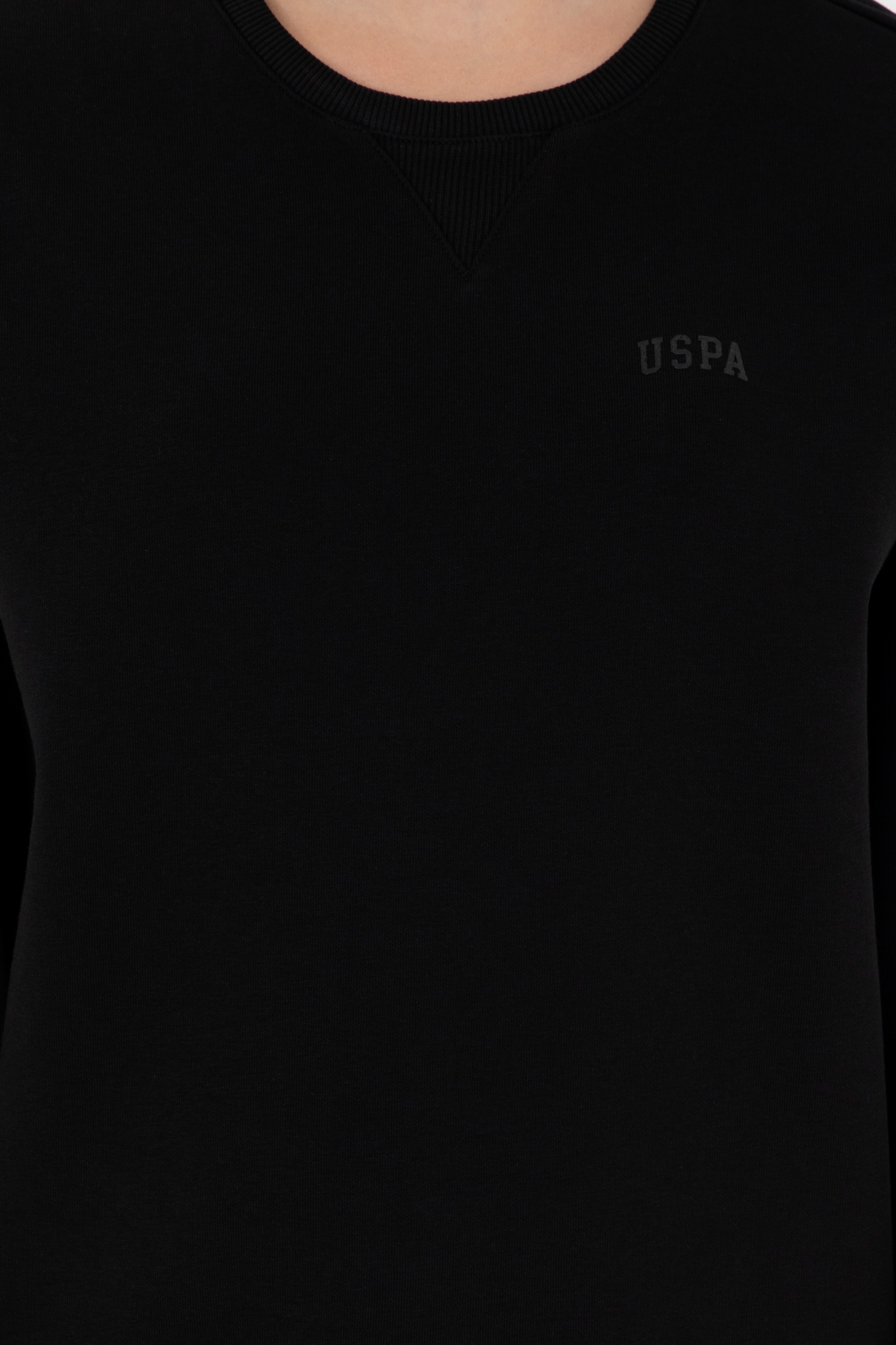 Kadın Siyah Basic Bisiklet Yaka Sweatshirt