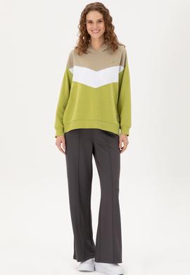 Kadın Fıstık Yeşili Kapüşonlu Sweatshirt - 50297376014