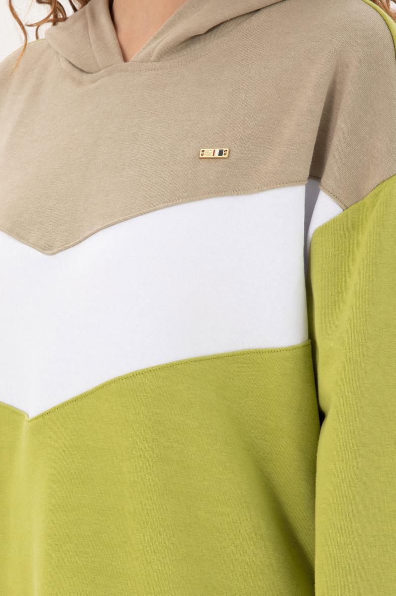 Kadın Fıstık Yeşili Kapüşonlu Sweatshirt