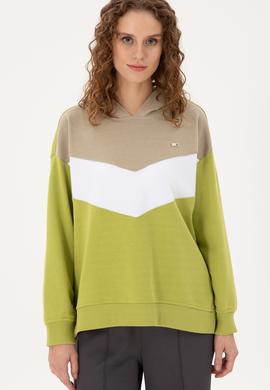 Kadın Fıstık Yeşili Kapüşonlu Sweatshirt - 50297376014