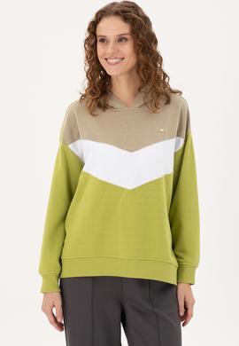 Kadın Fıstık Yeşili Kapüşonlu Sweatshirt - 50297376014