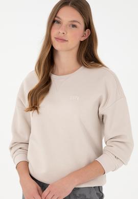 Kadın Taş Basic Bisiklet Yaka Sweatshirt - 50297296047