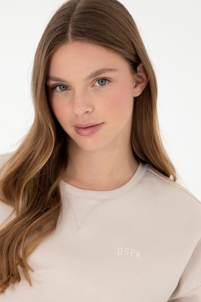 Kadın Taş Basic Bisiklet Yaka Sweatshirt