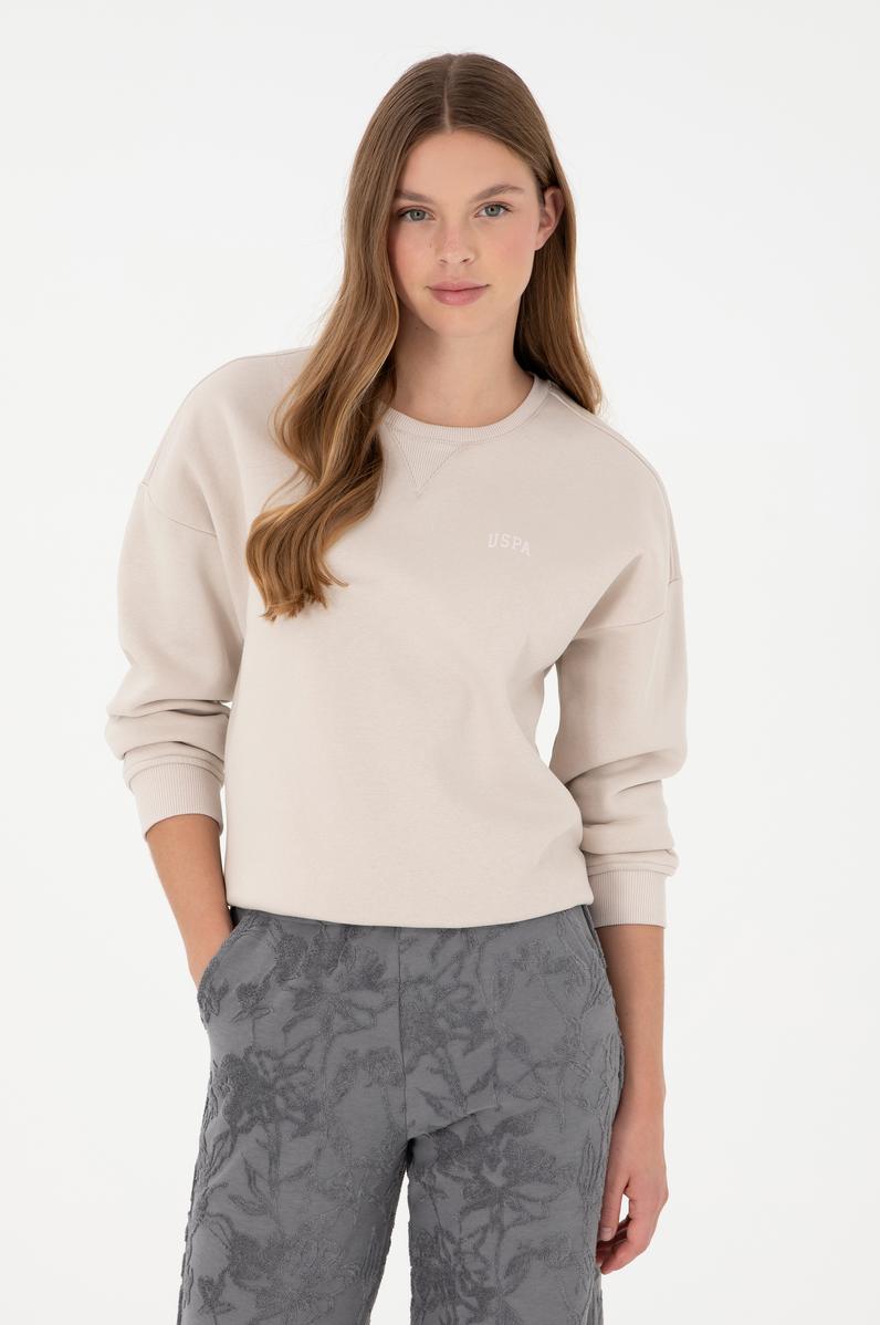 Kadın Taş Basic Bisiklet Yaka Sweatshirt