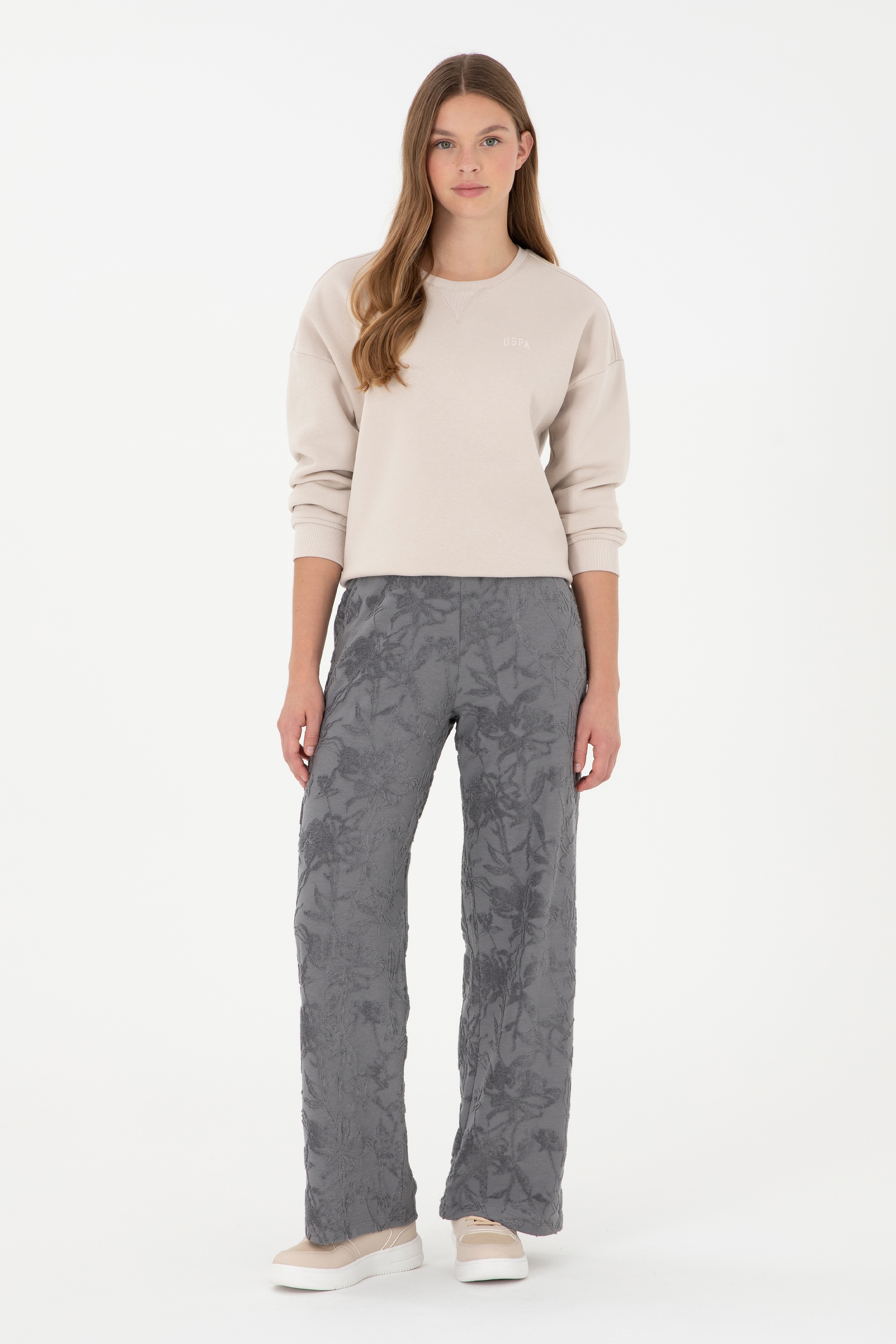 Kadın Taş Basic Bisiklet Yaka Sweatshirt - Image 4