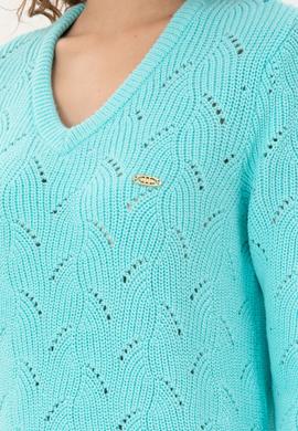 Kadın Su Yeşili V Yaka Kazak - 50297399003