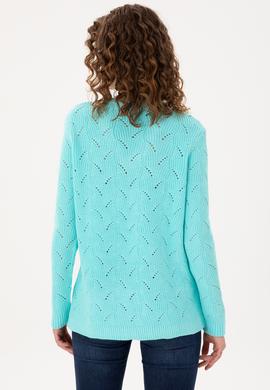 Kadın Su Yeşili V Yaka Kazak - 50297399003