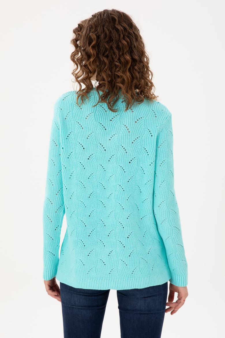 Kadın Su Yeşili V Yaka Kazak - 50297399003