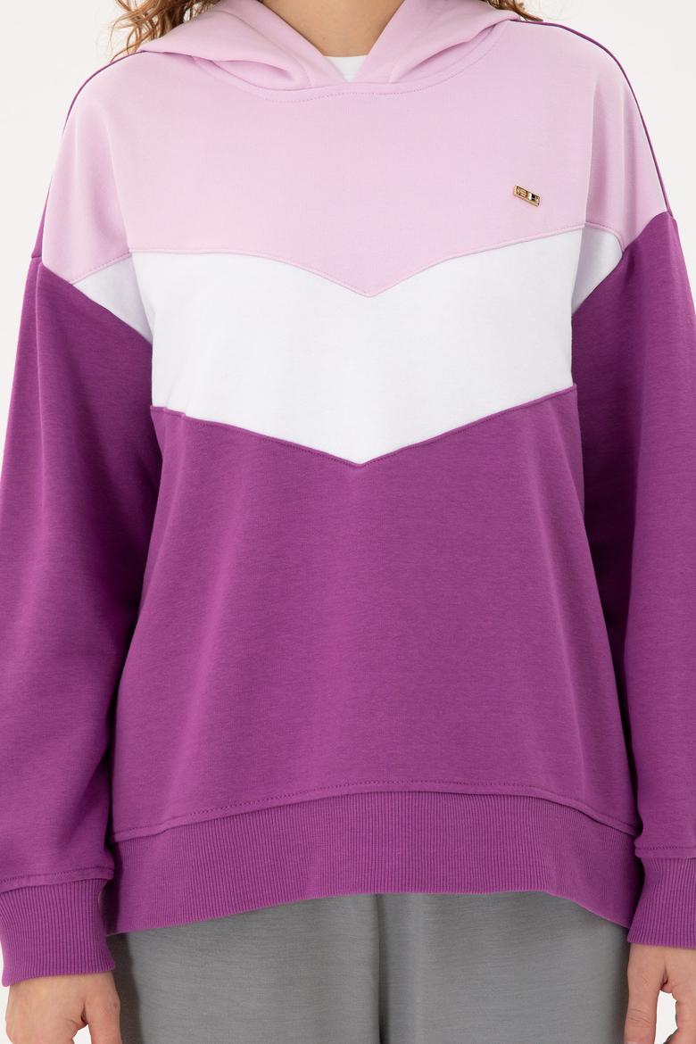 Kadın Menekşe Kapüşonlu Sweatshirt - 50297376007