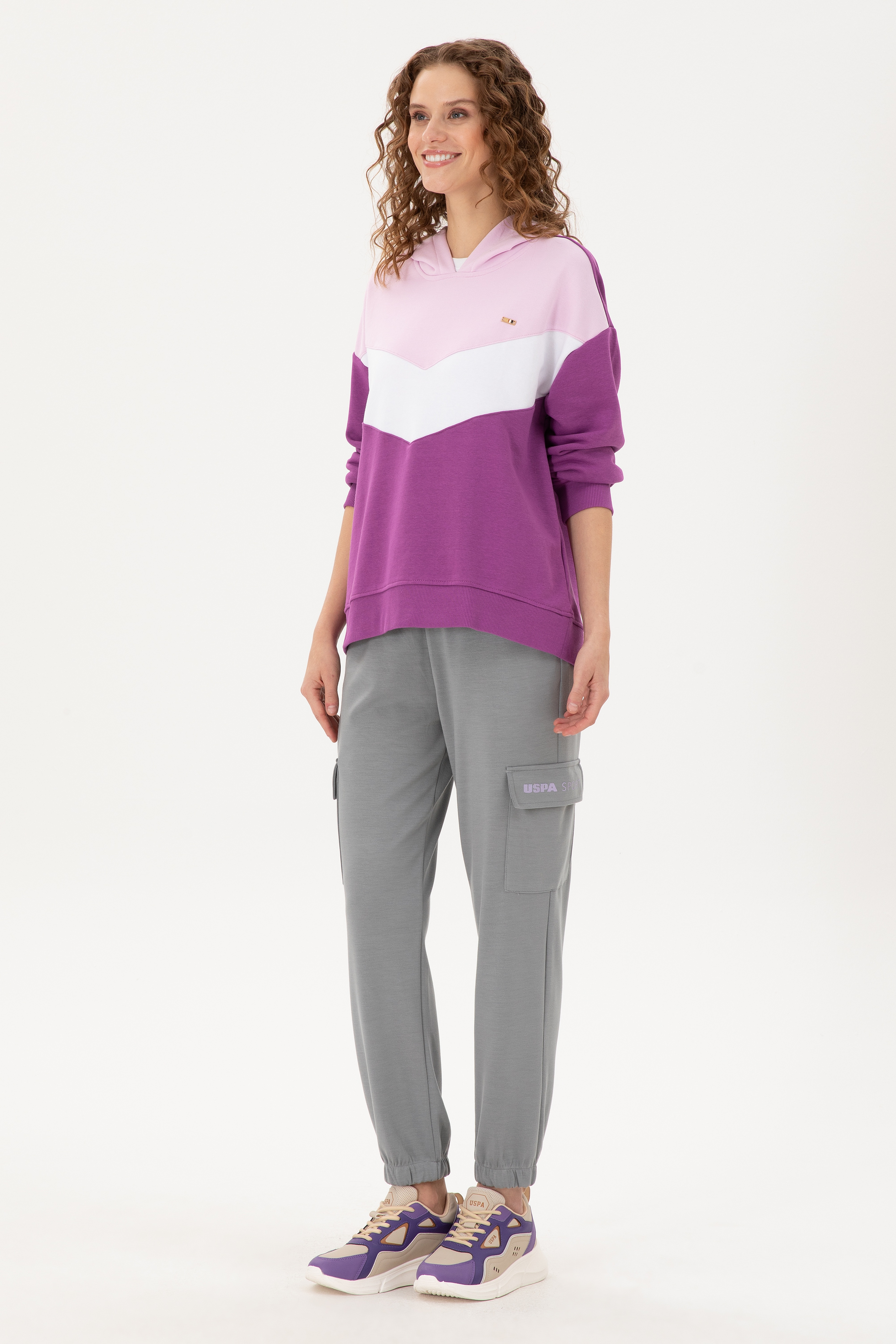 Kadın Menekşe Kapüşonlu Sweatshirt - Image 4