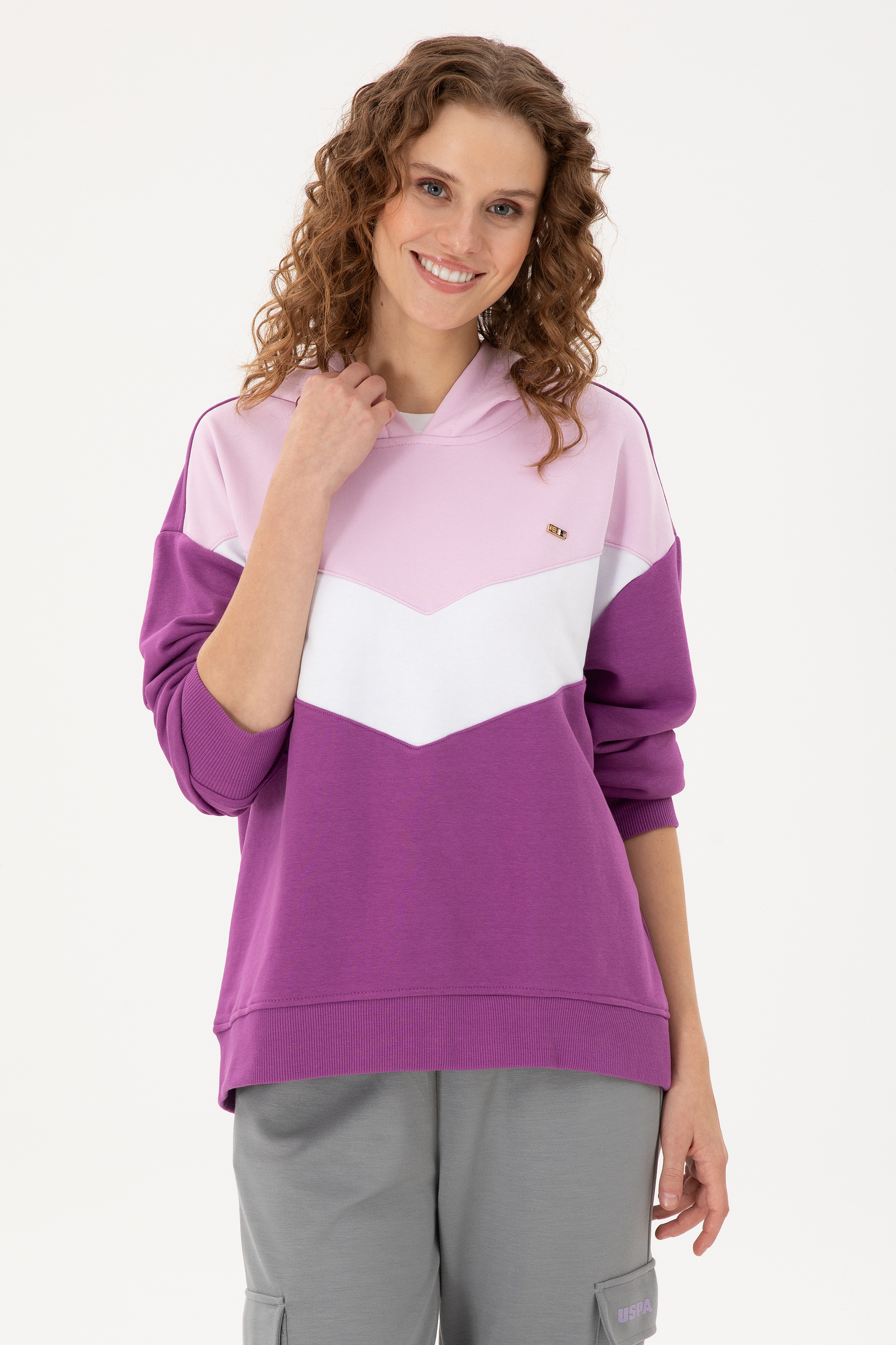 Kadın Menekşe Kapüşonlu Sweatshirt - Image 1