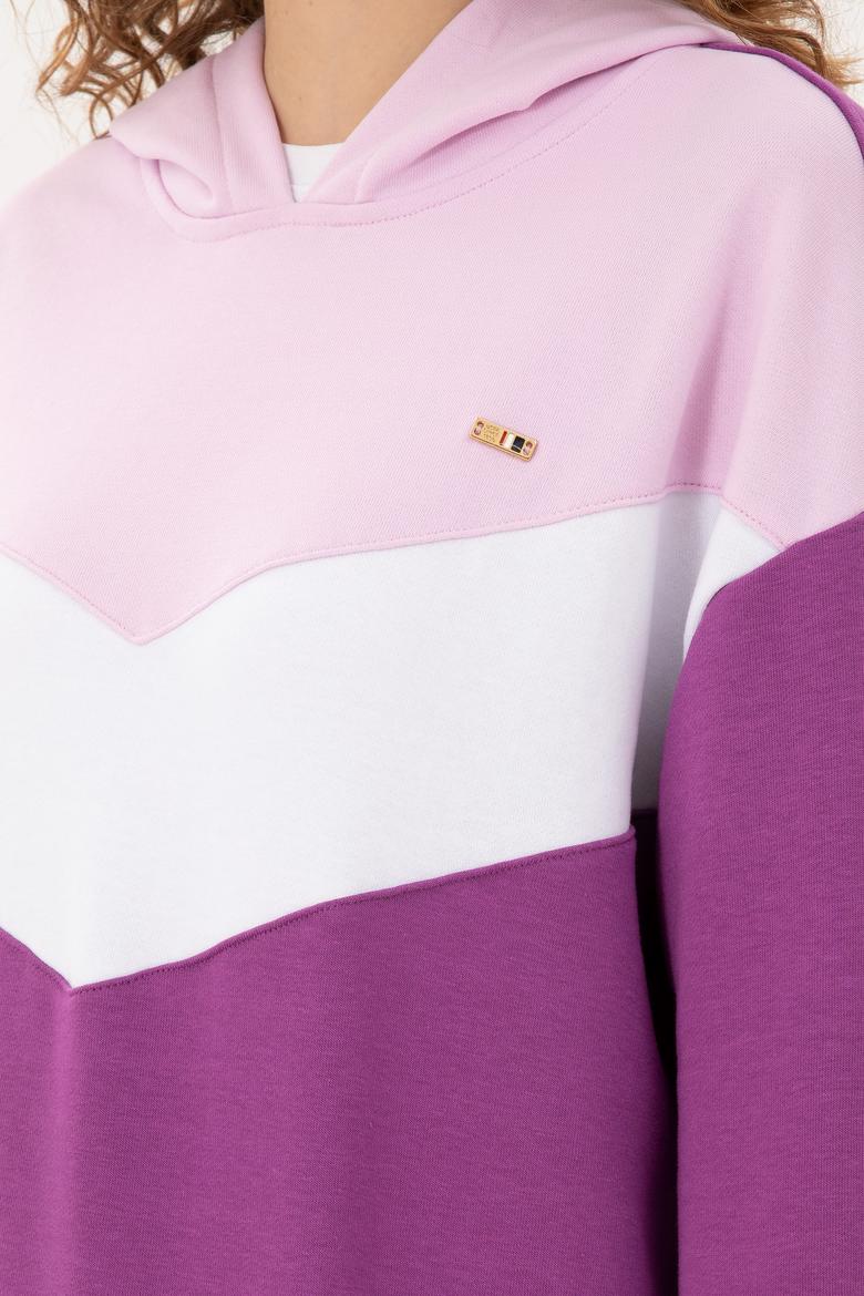 Kadın Menekşe Kapüşonlu Sweatshirt - 50297376007