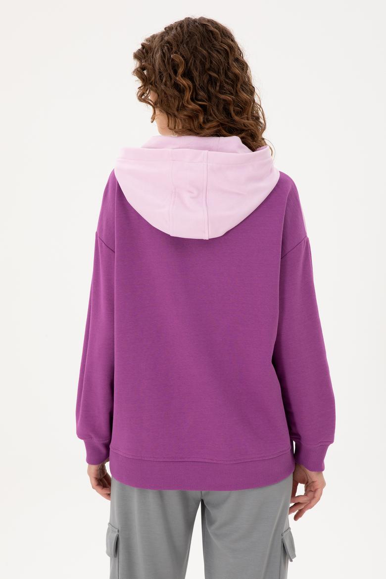 Kadın Menekşe Kapüşonlu Sweatshirt - 50297376007