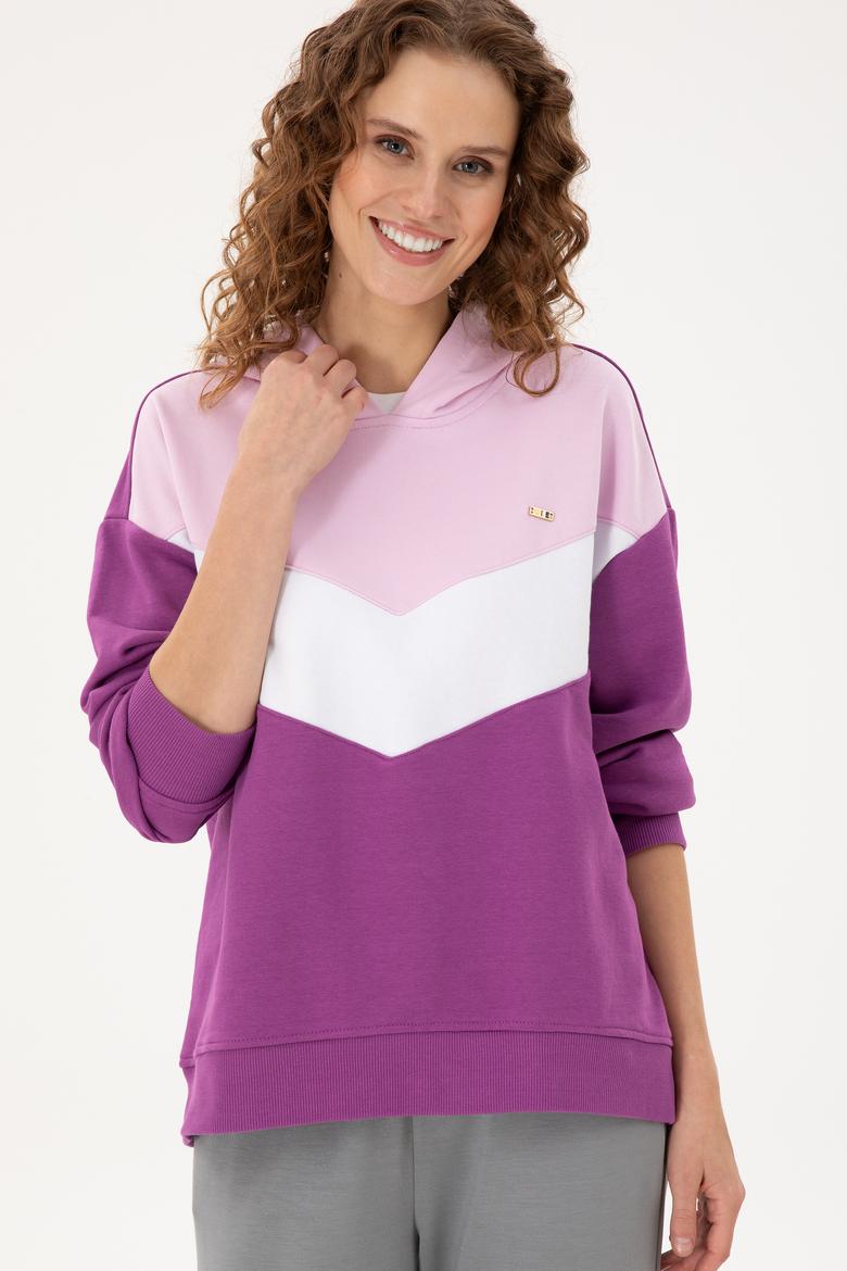 Kadın Menekşe Kapüşonlu Sweatshirt - 50297376007