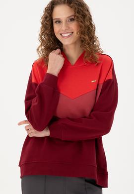 Kadın Bordo Kapüşonlu Sweatshirt - 50297376024