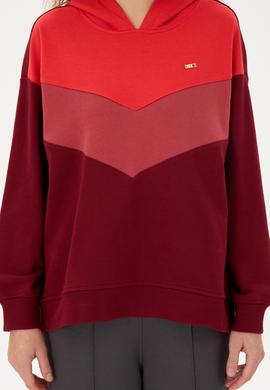 Kadın Bordo Kapüşonlu Sweatshirt - 50297376024