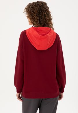 Kadın Bordo Kapüşonlu Sweatshirt - 50297376024