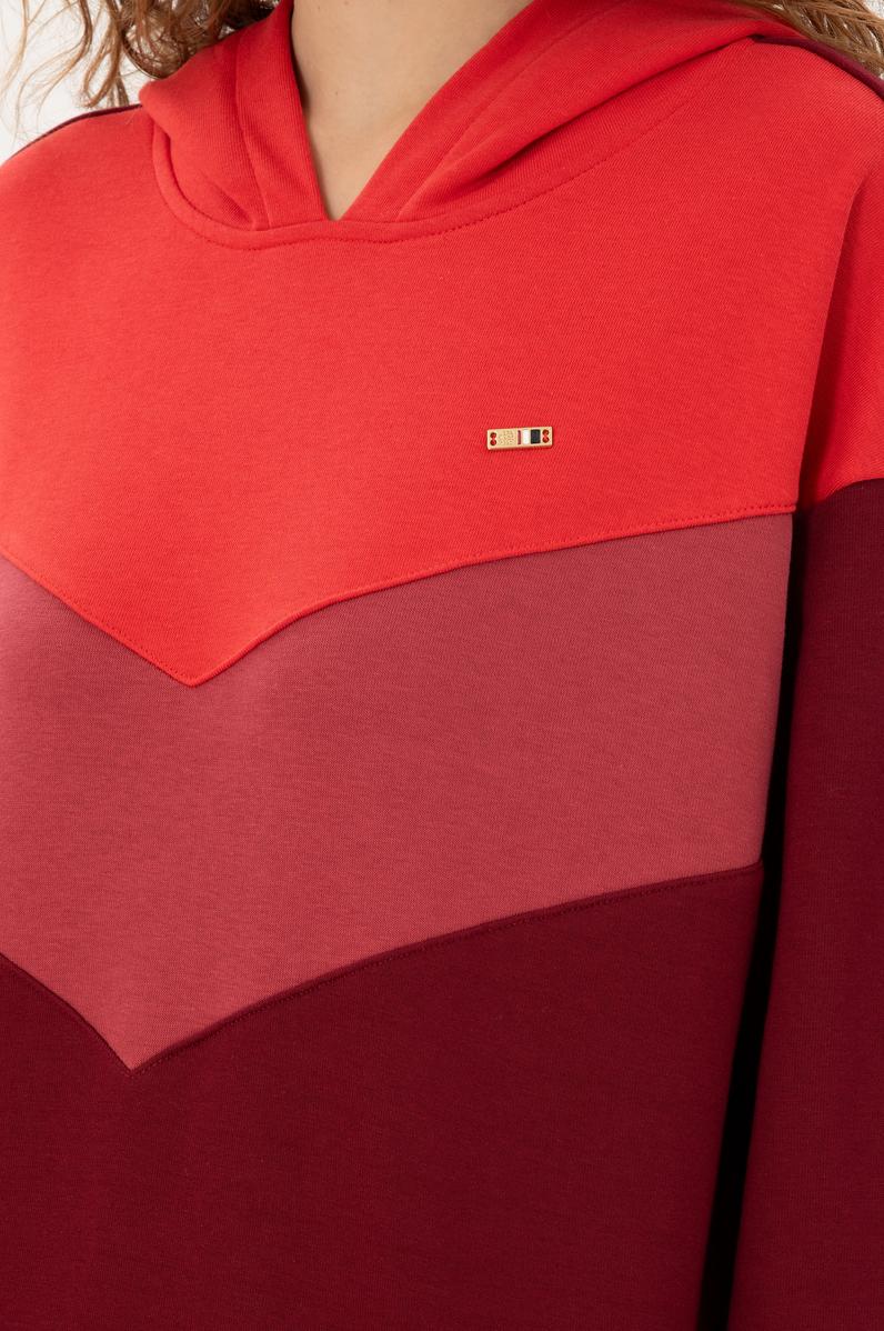 Kadın Bordo Kapüşonlu Sweatshirt
