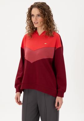 Kadın Bordo Kapüşonlu Sweatshirt - 50297376024