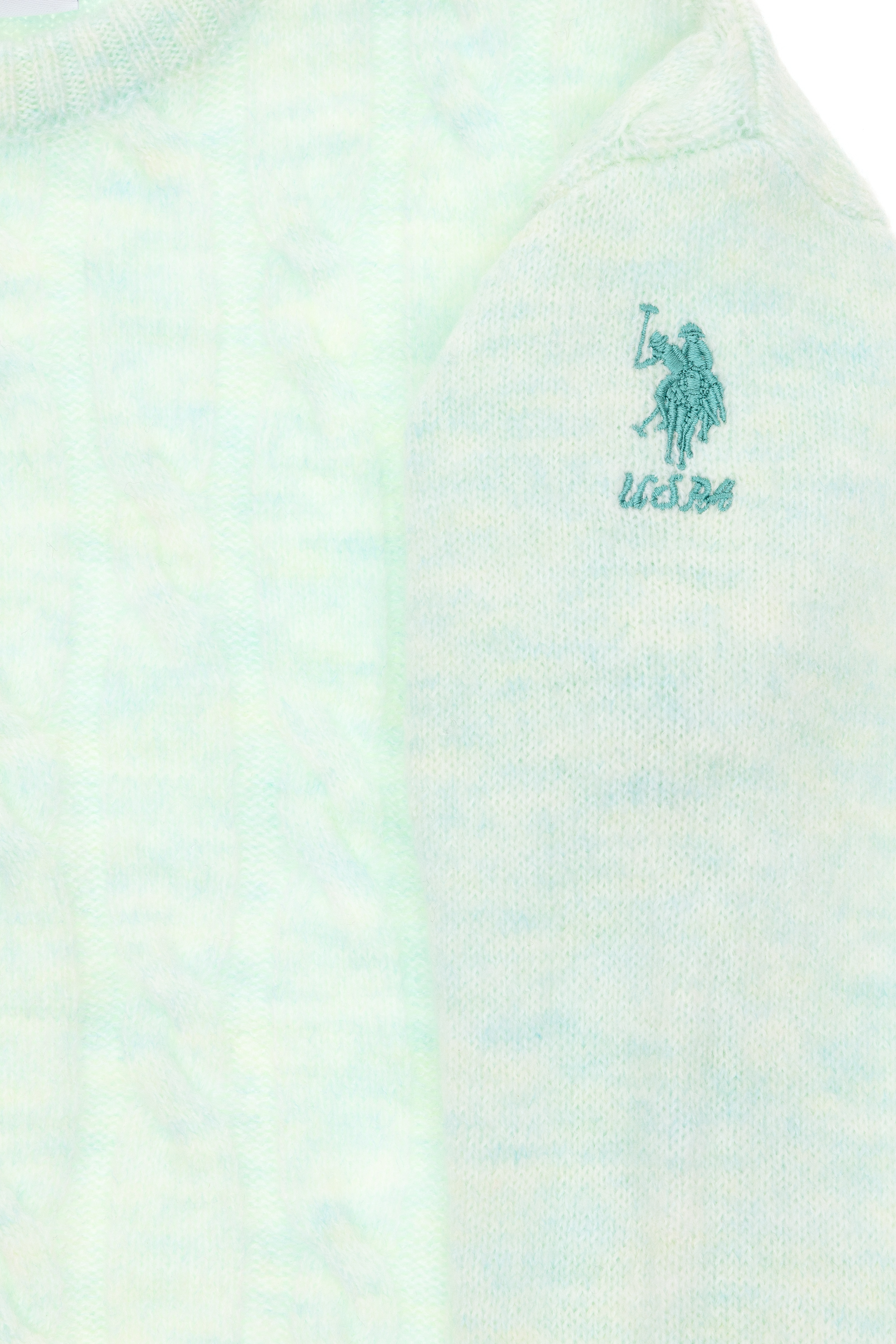 Kız Çocuk Su Yeşili Bisiklet Yaka Kazak - Image 6