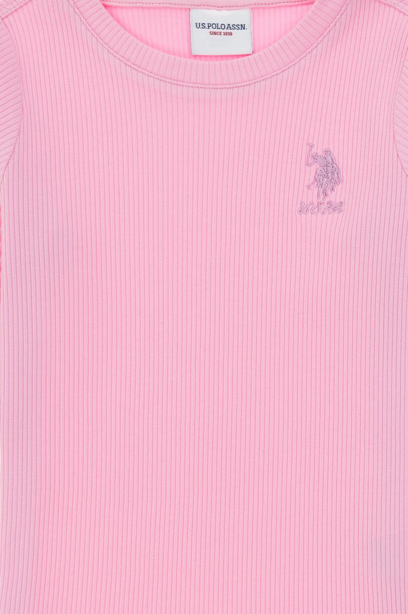 Kız Çocuk Pembe Bisiklet Yaka Sweatshirt