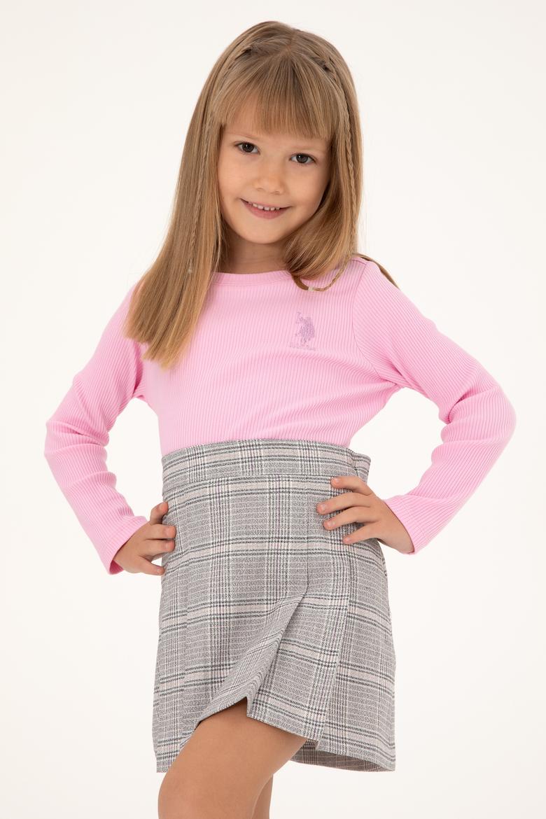 Kız Çocuk Pembe Bisiklet Yaka Sweatshirt