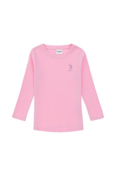 Kız Çocuk Pembe Bisiklet Yaka Sweatshirt