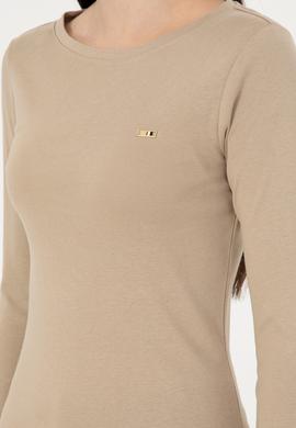 Kadın Açık Haki Bisiklet Yaka Sweatshirt - 50297870040