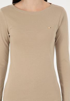 Kadın Açık Haki Bisiklet Yaka Sweatshirt - 50297870040