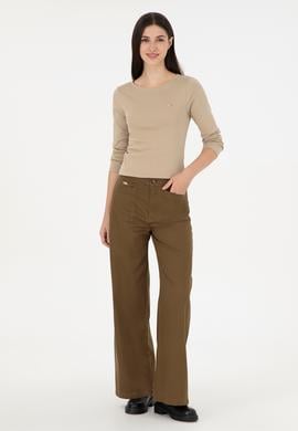 Kadın Açık Haki Bisiklet Yaka Sweatshirt - 50297870040