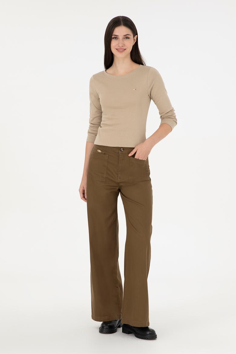 Kadın Açık Haki Bisiklet Yaka Sweatshirt - 50297870040